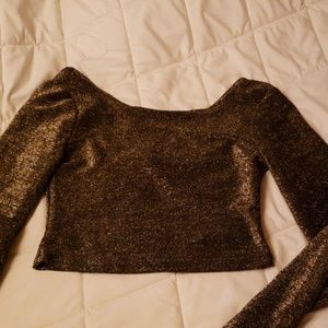 Black and gold shimmering color crop top